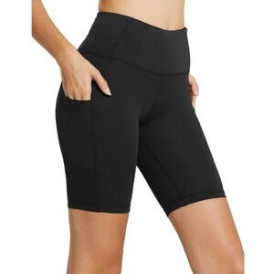 Baleaf Black Side Thigh Pocket High Rise Biker Shorts S